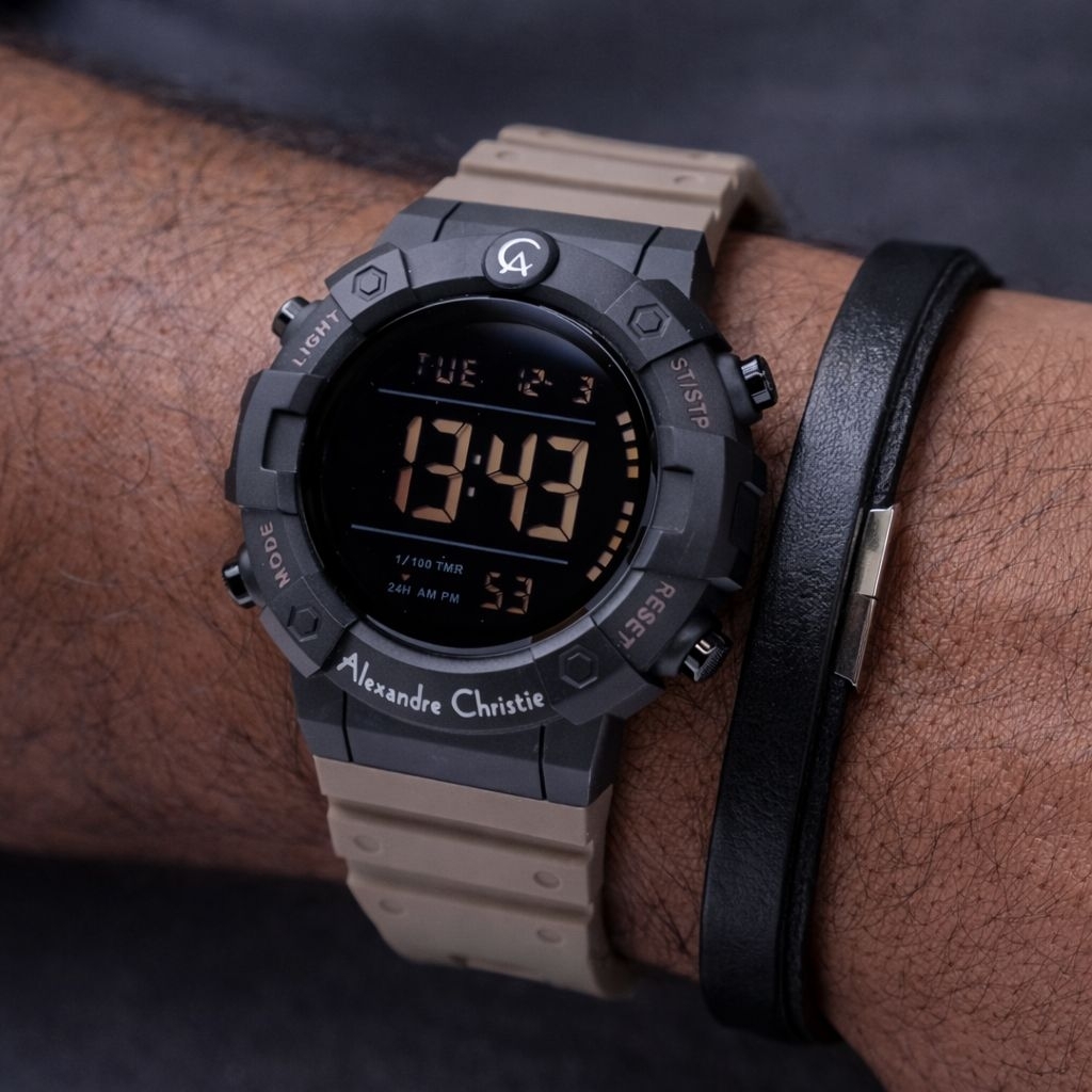 NEW Alexandre Christie ORIGINAL jam tangan pria AC9388 Alexander Cristie DIGITAL ori rubber band