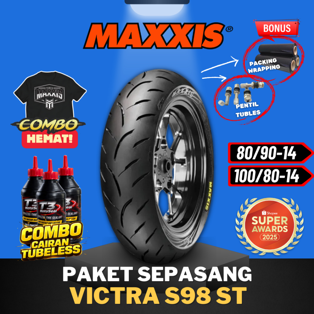 [PAKET SEPASANG MURAH] MAXXIS VICTRA RING 14 ( 80/90-14 & 100/80-14 ) / BAN MAXXIS TUBELESS RING 14 