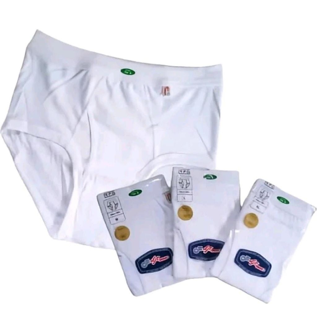 GT MAN 704B - 3Pcs Celana Dalam Pria Gt Man Warna Putih Bahan Katun Size M-L-XL