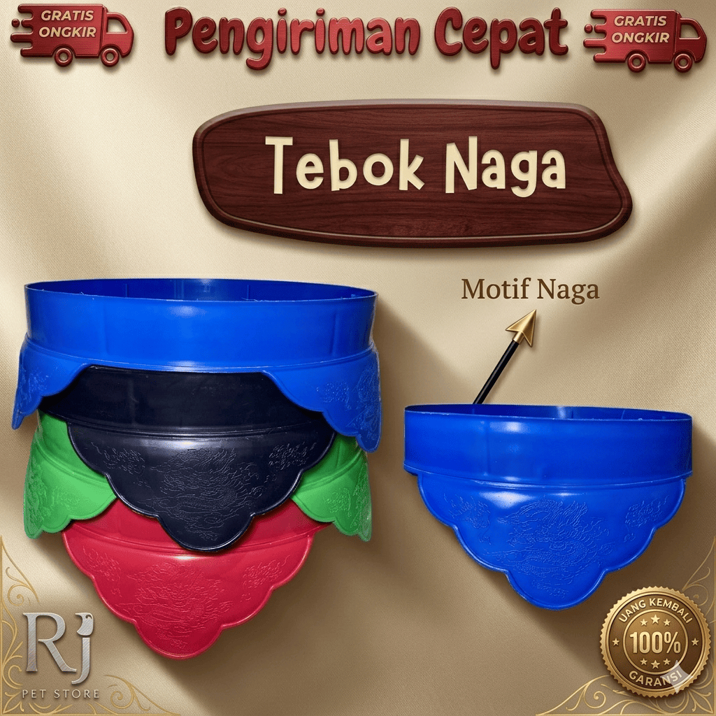 (FREE KLEM) TEBOK LOVEBIRD MOTIF NAGA 33CM PLASTIK TEBAL BERKUALITAS ANTI PECAH SANGKAR BULAT
