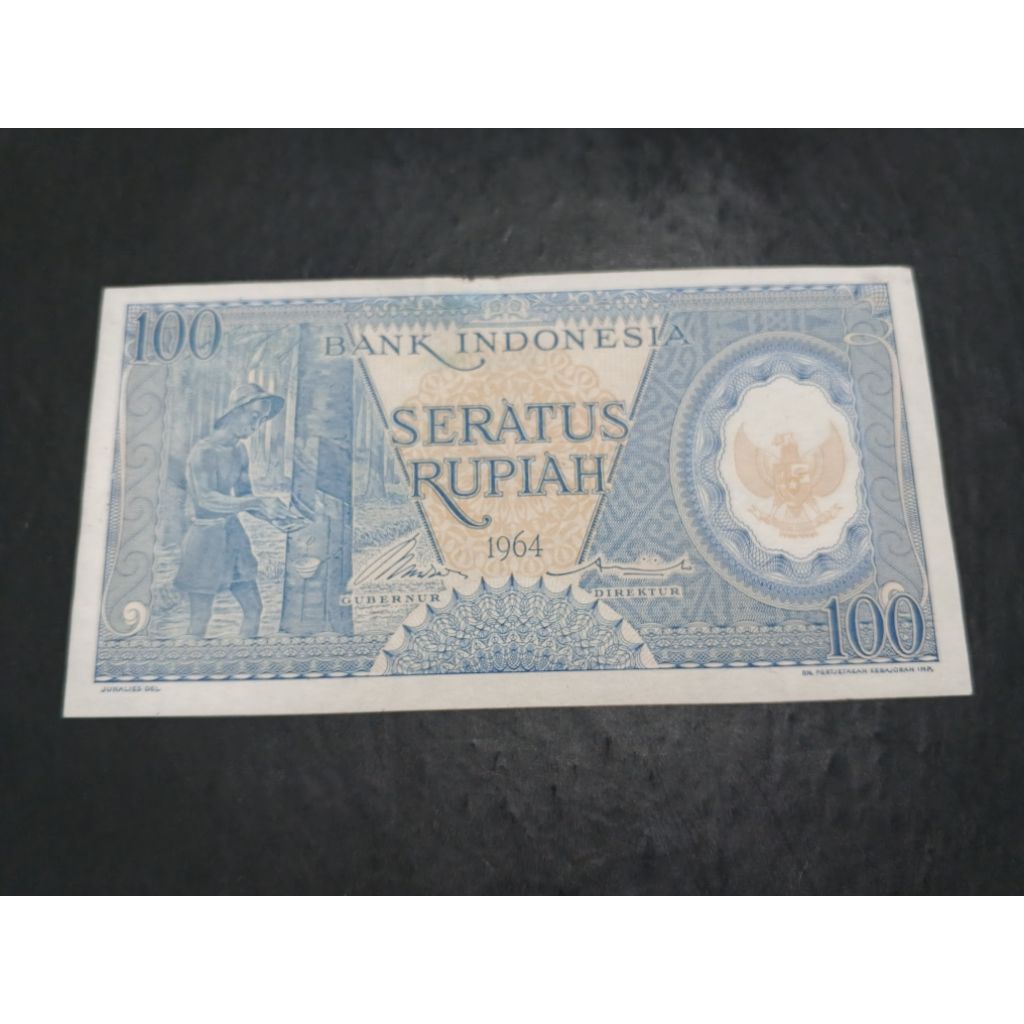 UANG KUNO 100 RUPIAH SERI PEKERJA BIRU TAHUN 1964