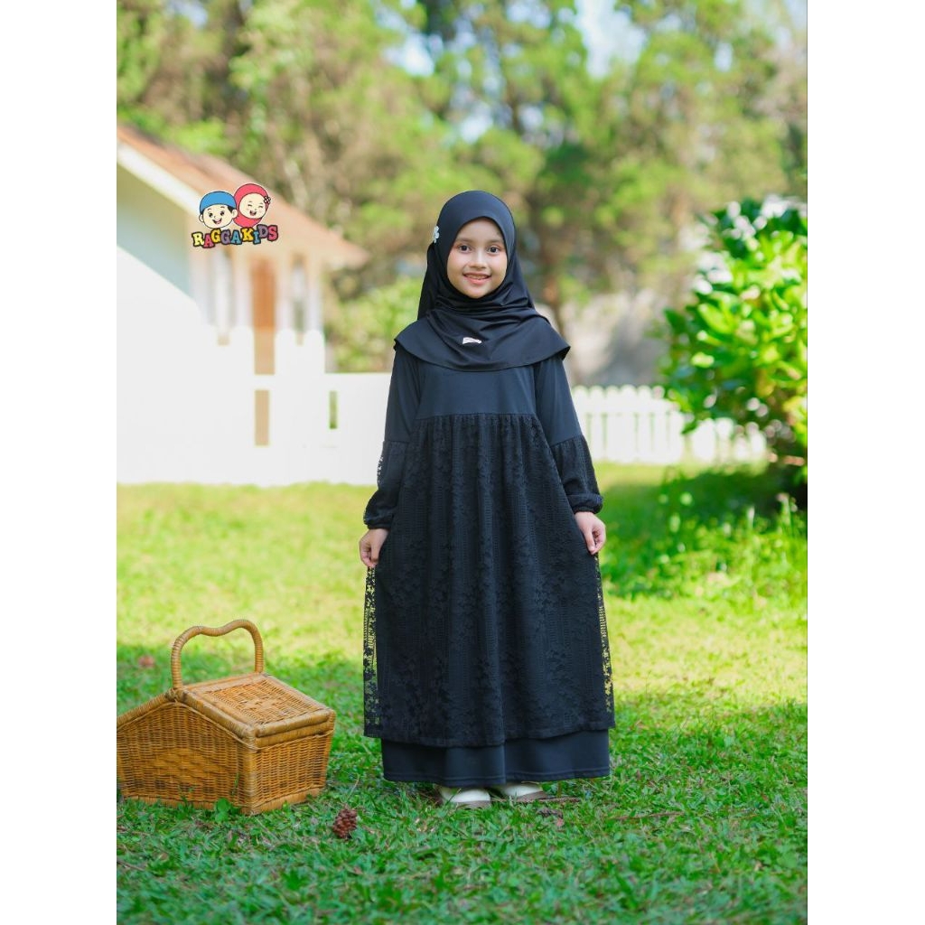 Raggakids - Gamis Anak Perempuan Warna Hitam Usia 1-13 Tahun | Gamis Hitam Anak