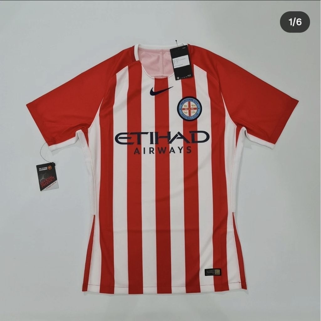 MELBOURNE CITY FC 2017/19 AWAY MATCH MEN'S DRI FIT FOOTBALL AUTHENTIC PLAYER ISSUE SHORT SLEEVE JERS