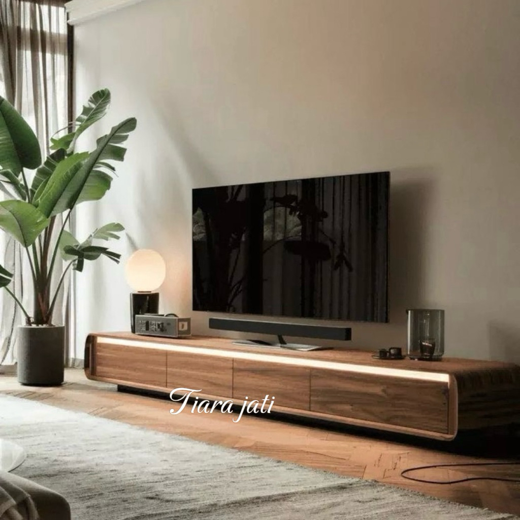 Meja Tv Gantung Kayu Jati, Bufet Tv Minimalis Jati Kontruksi Kuat