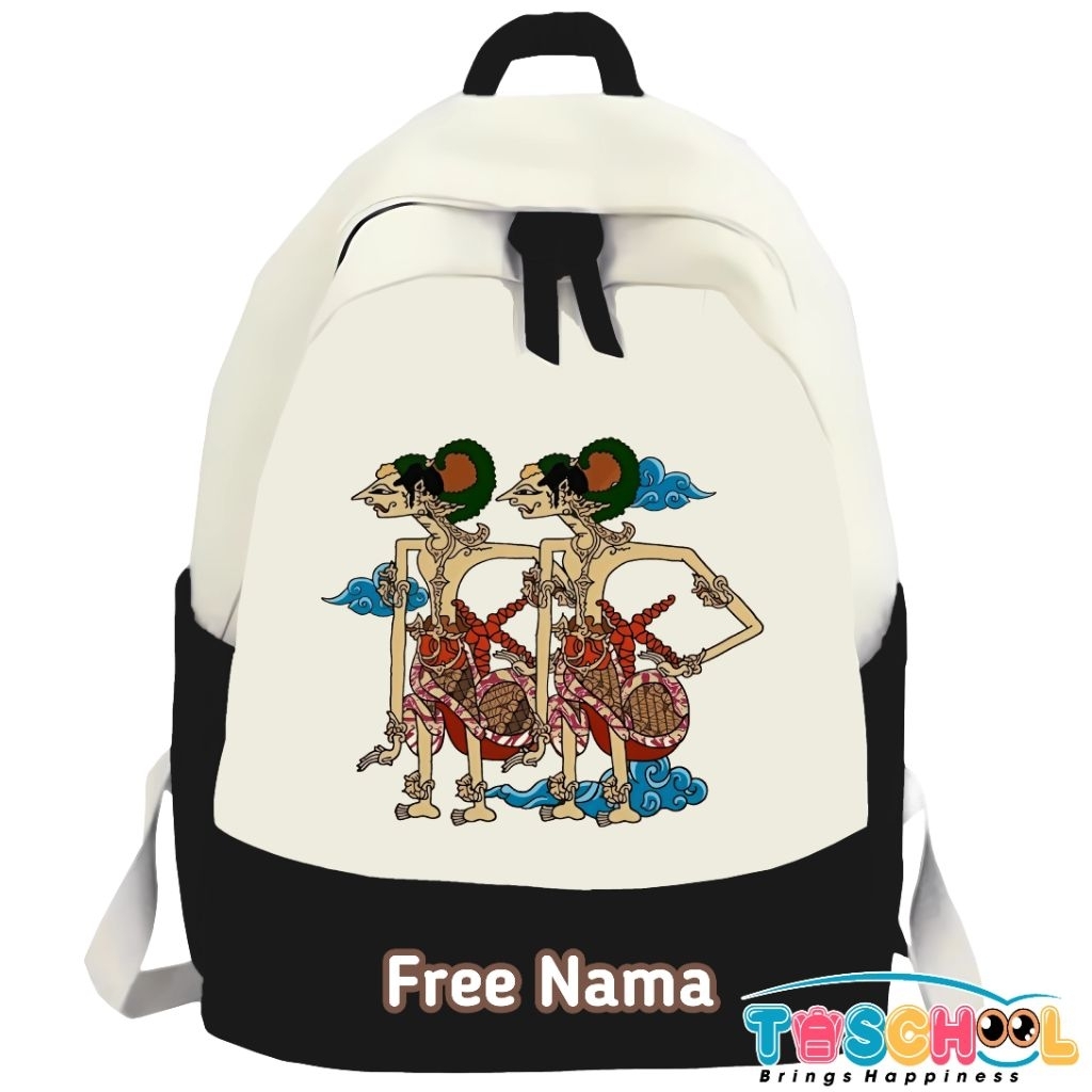 TAS RANSEL ANAK KARAKTER WAYANG NAKULA SADEWA FREE NAMA