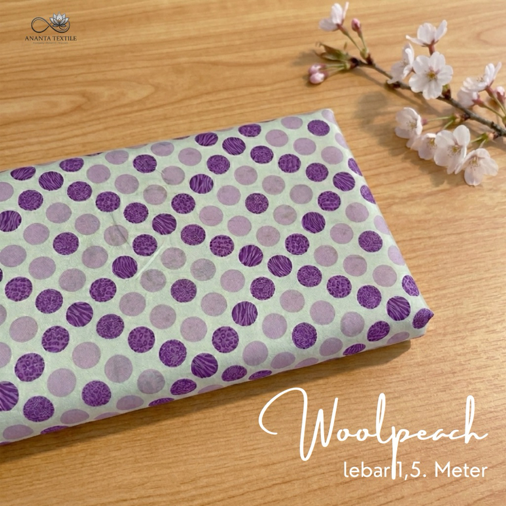 kain wolfis motif polkadot - bahan woolpeach motif