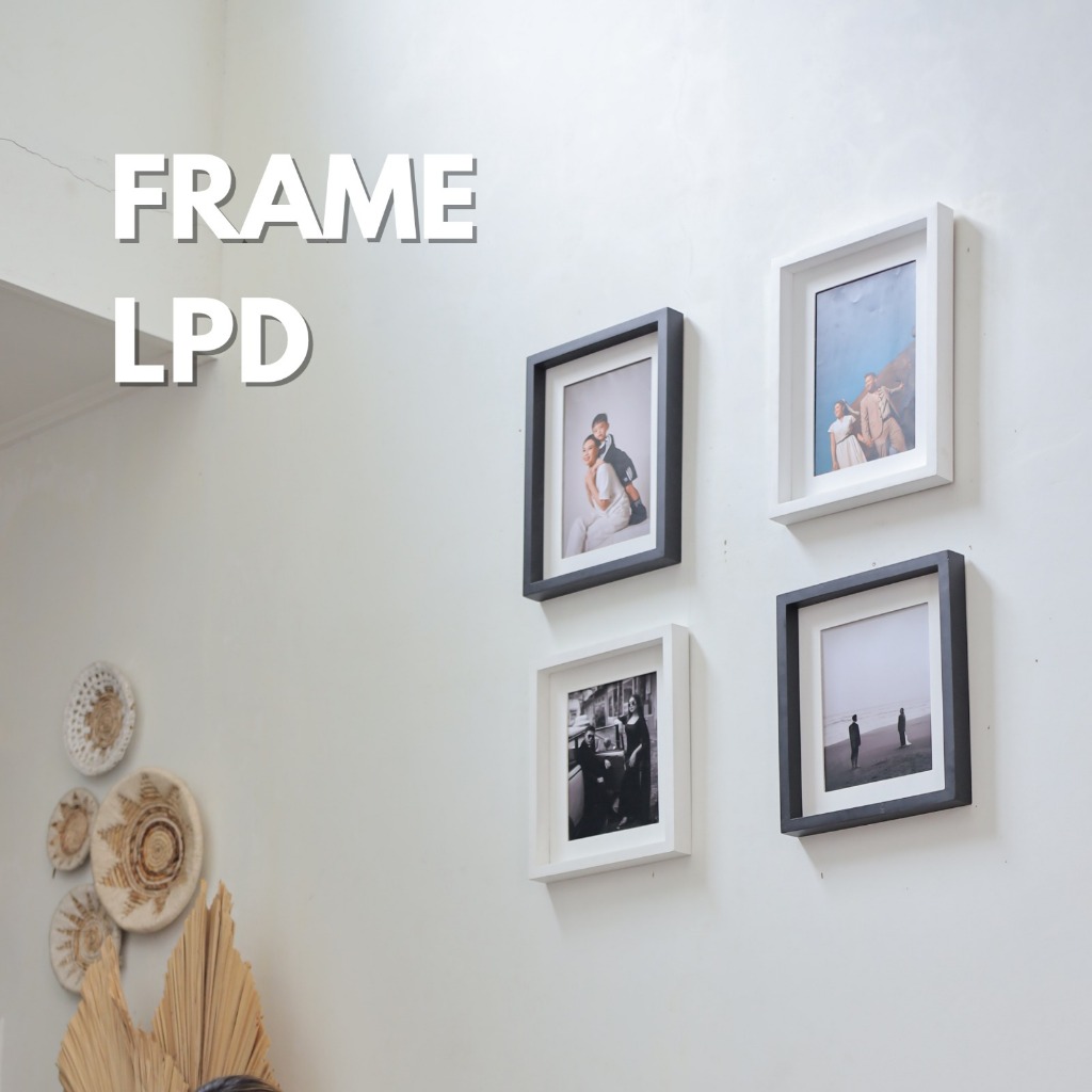 Frame Foto LPD Kayu Hitam/Putih Solid - Bingkai Foto Aesthetic Mewah Unik Gratis Cetak Foto