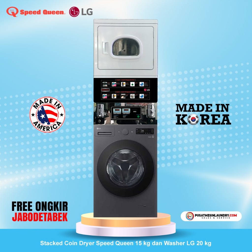 LG Mix Stack Coin Mesin Cuci 20kg & Mesin Pengering Gas 15kg SPG20SN