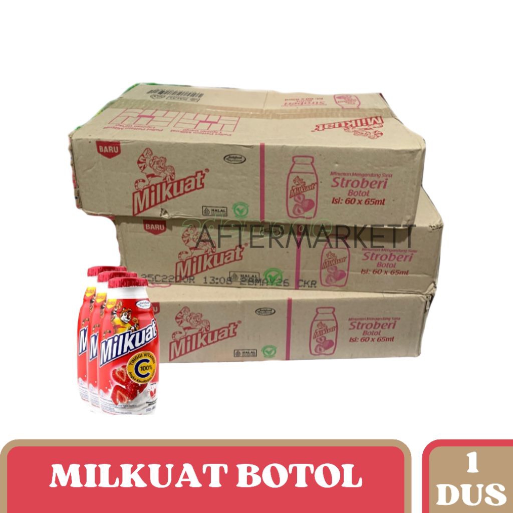 1 Karton Milkuat Botol Strawberry - Creamy