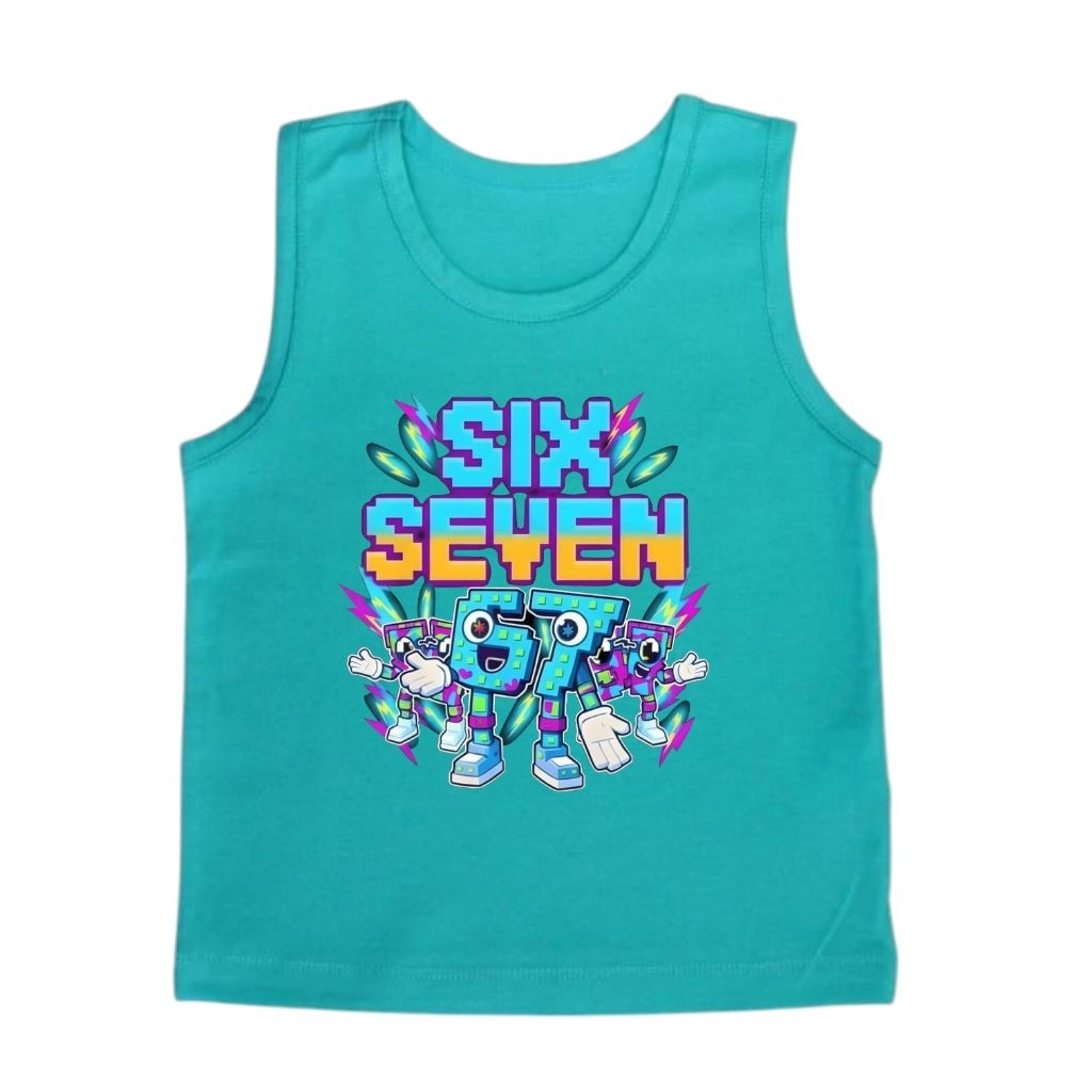 Baju singlet anak-anak roblox six seven buat usia 2th sampai 9th
