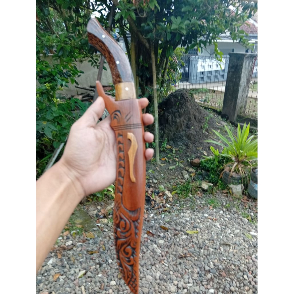 Pisau sembelih ukir mala full tang baja per multifungsi