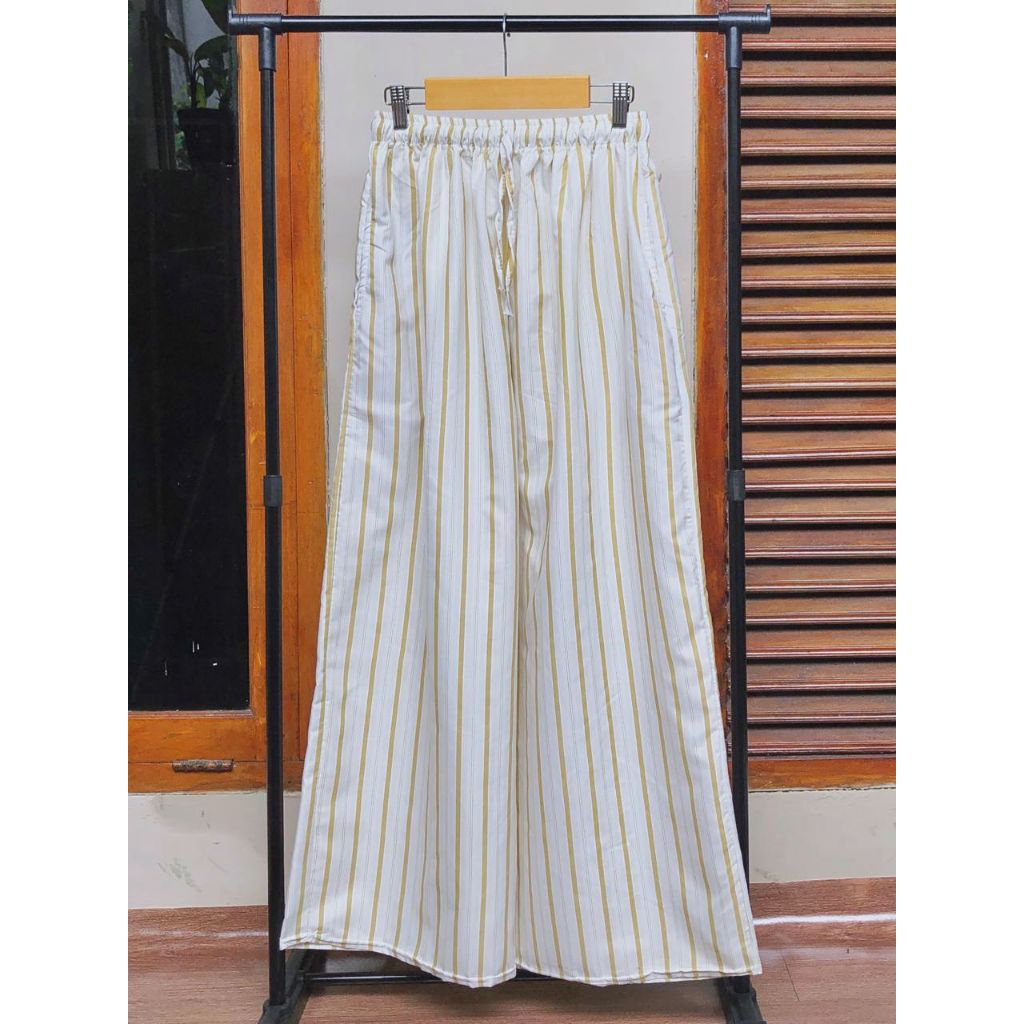 celana wanita stripe/salur kulot celana kulot motif salur stripe panjang tali srut