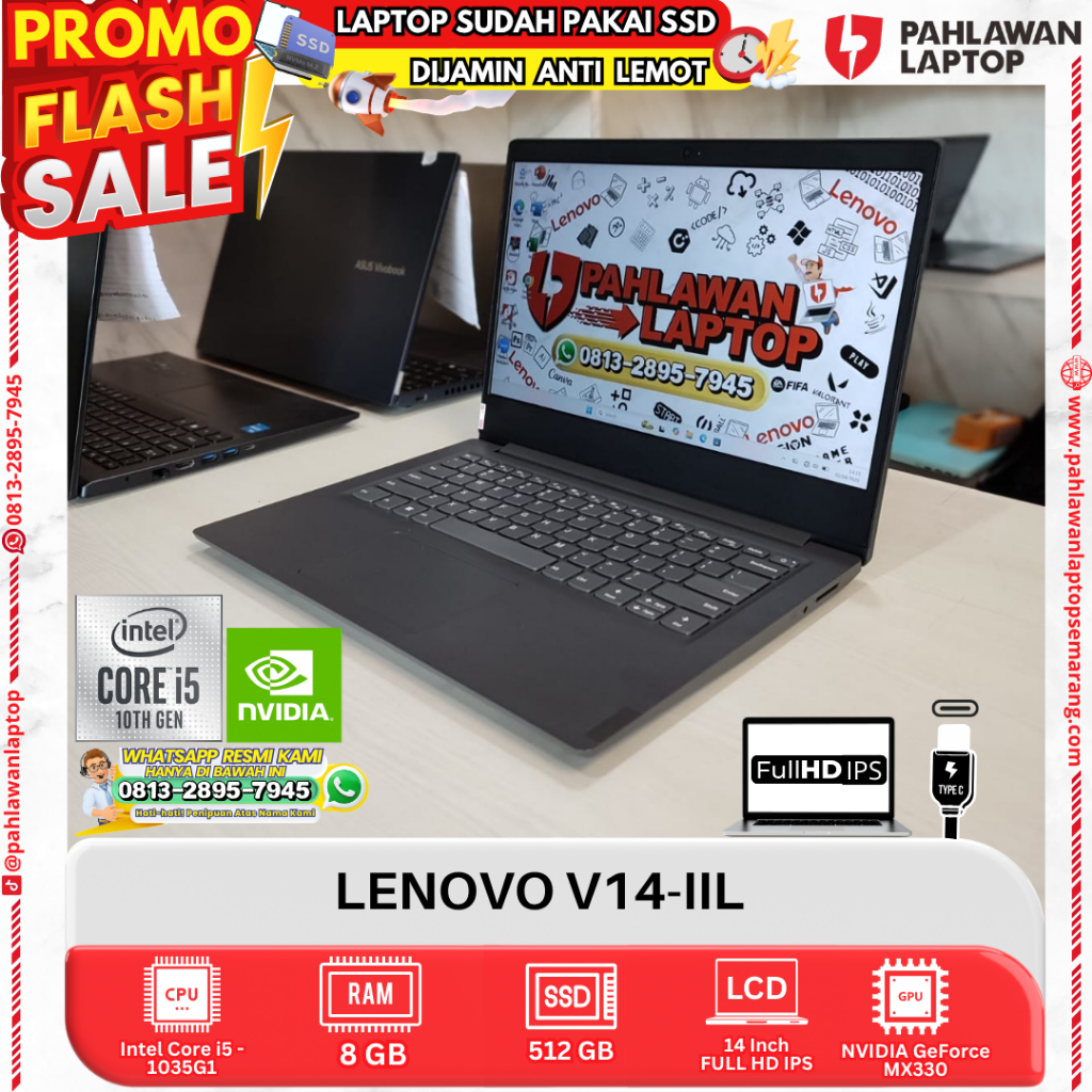 LAPTOP LENOVO V14-IIL Core i5 GEN 10 RAM 8GB SSD 512GB DUAL VGA