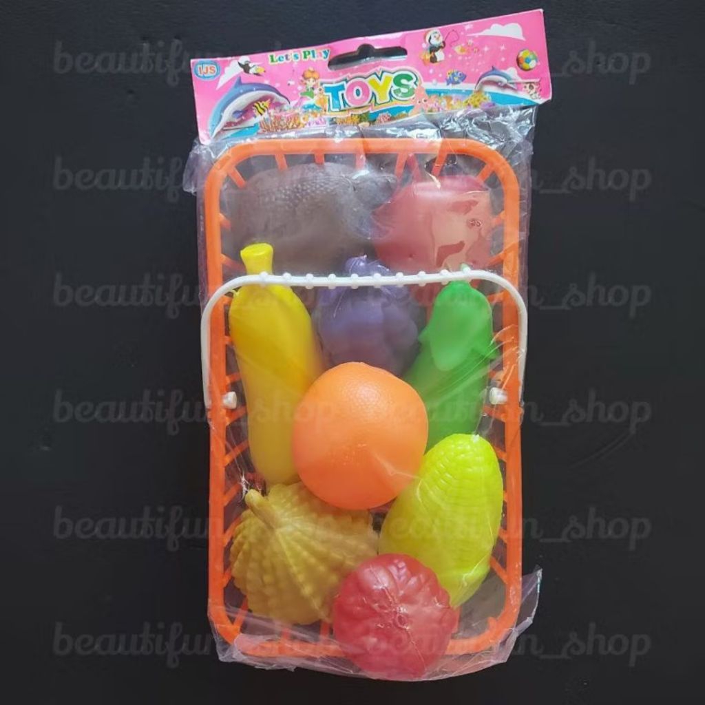 Mainan keranjang buah buahan mainan keranjang belanja isi buah plastik mainan buah buahan anak maina