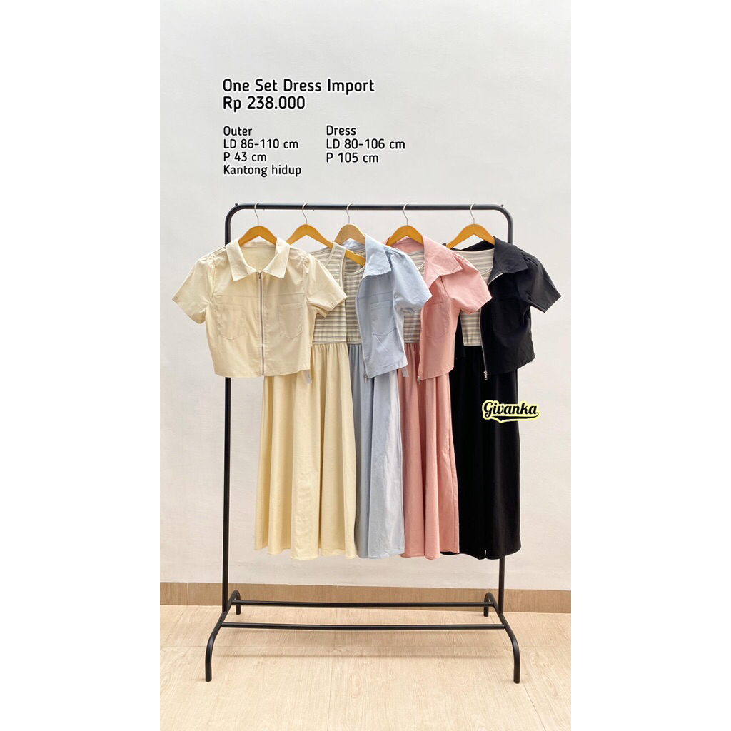 ONE SET DRESS IMPORT // DRES ADA OUTER RESLETING // DRES WANITA LUCU // DRES FIT BODY // DRES BAHAN 