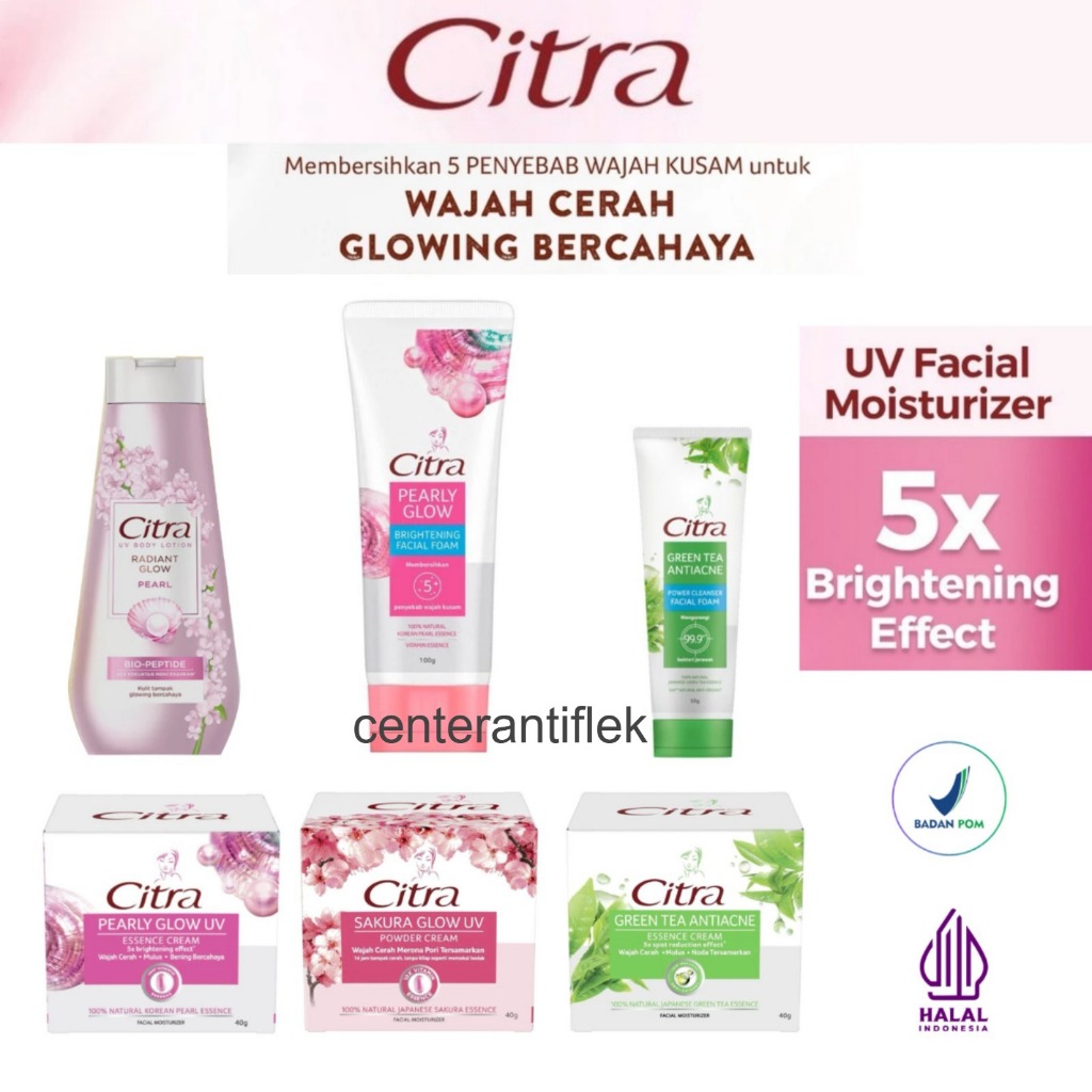 Citra Cream Wajah Pearly Glow UV & Green Tea AntiAcne 40gr - PAKET CITRA