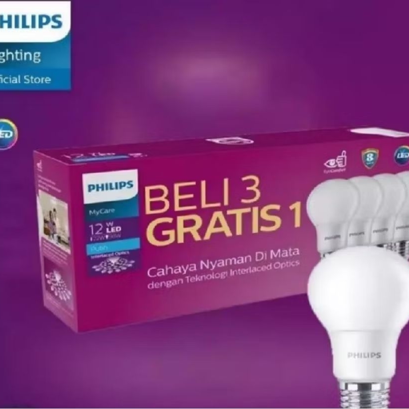 Lampu LED Philips Multipack 12 Watt Putih Hemat Energi