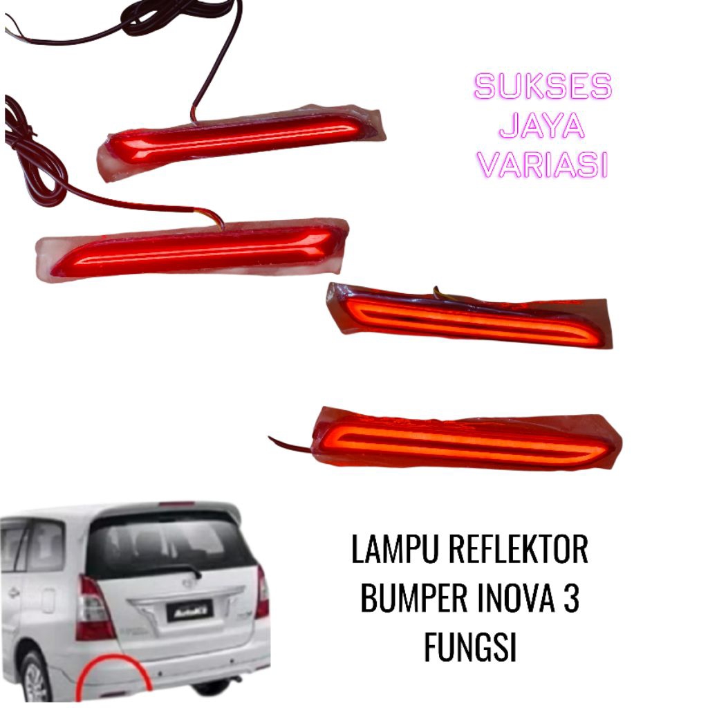 LAMPU REFLEKTOR BUMPER BELAKANG MOBIL INOVA LA 2008-2015 3 FUNGSI LED BUMPER INNOVA