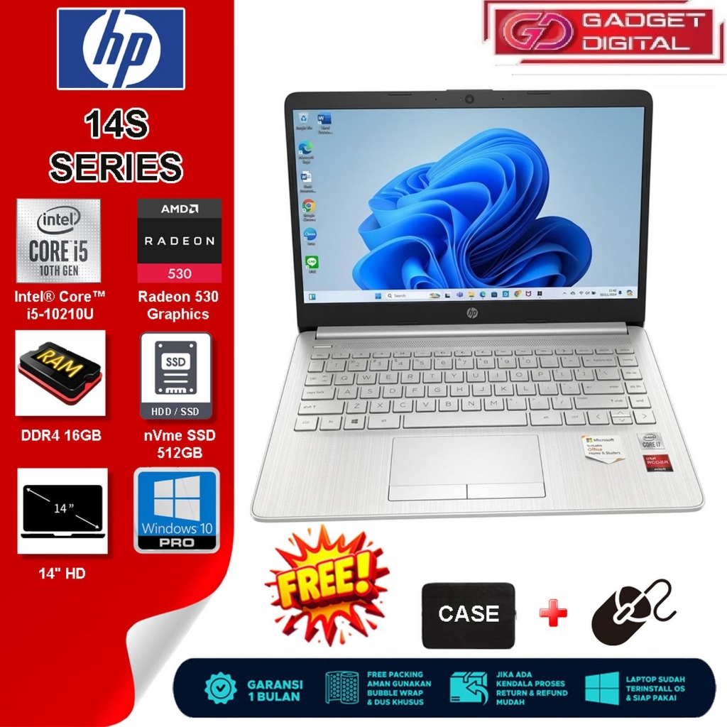 Laptop HP 14S Core i5-10210U Radeon 530 | 16GB / 512GB | 14" HD