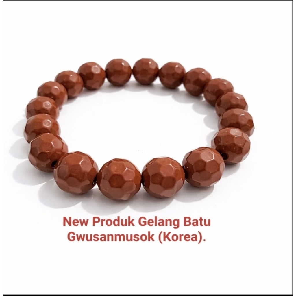 Gelang Giok Cutting Coklat Bulat