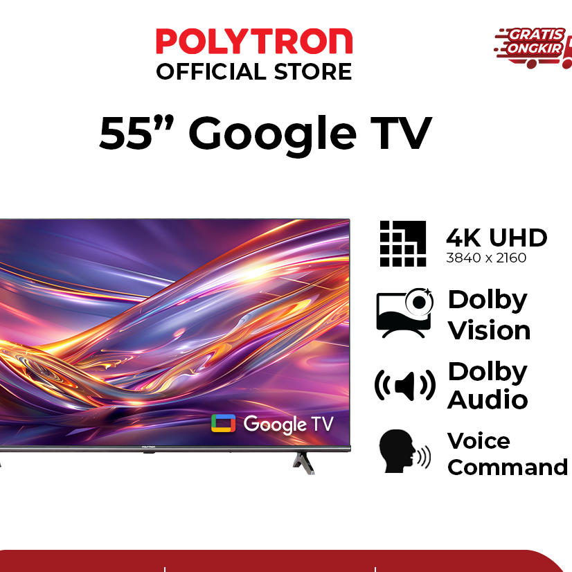 Smart Google TV Polytron 55 inch PLD-55UG5059 4K UHD