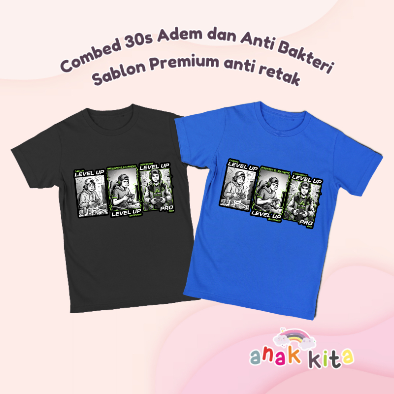 Anak Kita Kaos Gamer Cilik Noob - Pro Player PUBG ML FF | T-Shirt Adem Premium Usia 1 2 3 4 5 6 7 8 