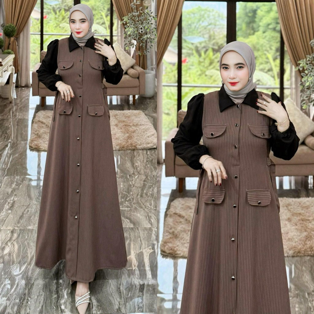 Gamis salur terbaru /  gamis salur semiwol / gamis salur busui / gamis terbaru / gamis busui