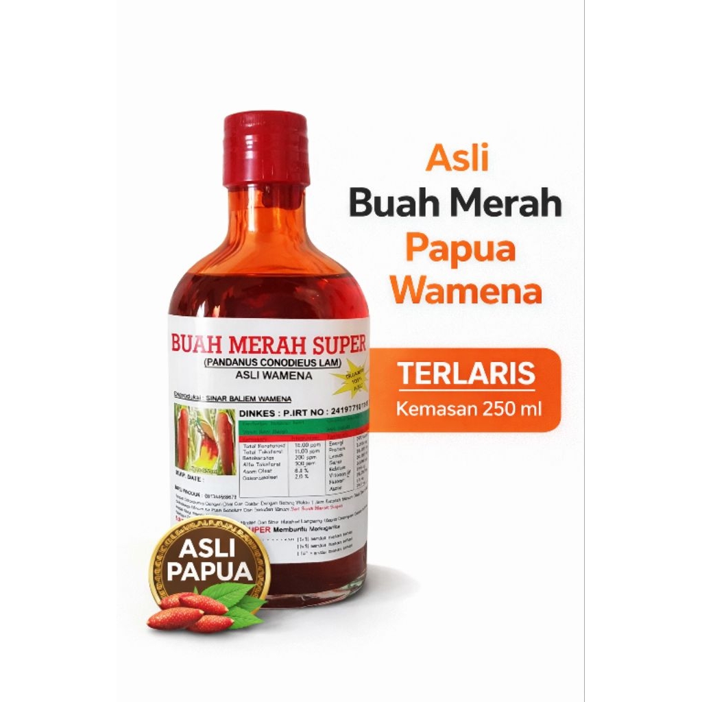 Sari buah merah murni asli wamena/ sari buah merah asli papua 100 %