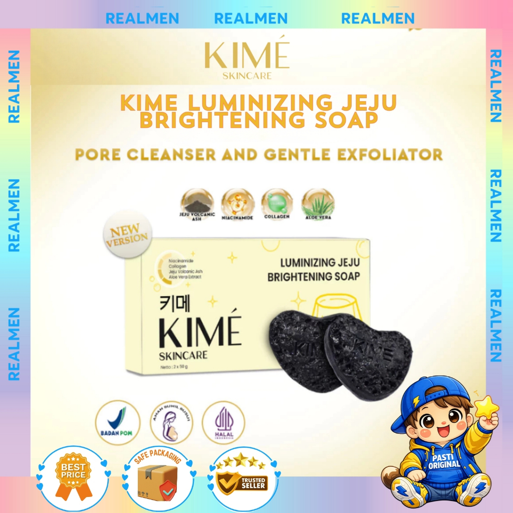 KIME LUMINIZING JEJU BRIGHTENING SOAP – Sabun Pencerah Badan Wajah 50Gr | REALMEN BEAUTY