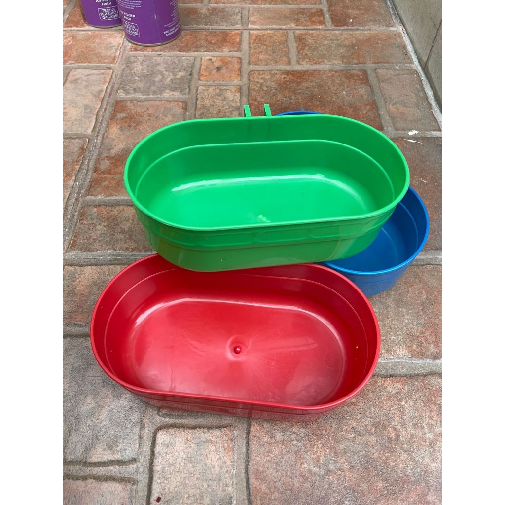 (The Bool's) BARU OVAL Cepuk Plastik Oval Wadah Pakan Minum Gantung Sangkar