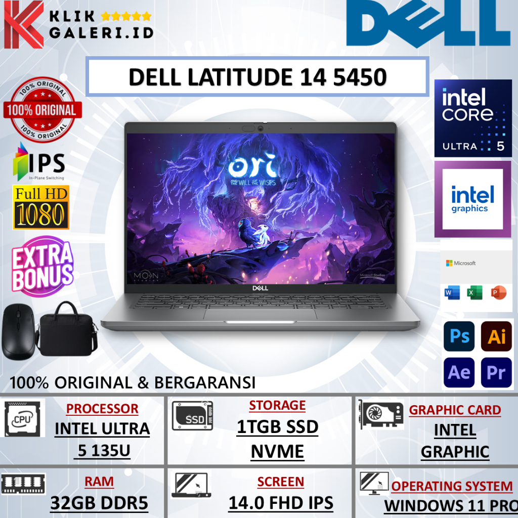 Laptop Dell Latitude 14 5450 Intel Ultra 5 135U RAM 32GB 1TB SSD 14.0 Full HD IPS Windows 11 Pro
