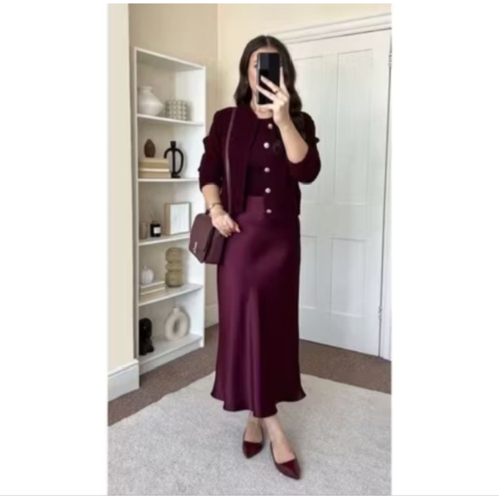 Rok Satin Silk Premium / Premium Satin Silk Skirt / Rok Wanita / Korean Skirt Zea
