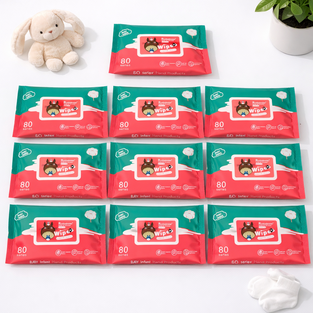 TISU KING - KEMASAN BARU TANPA PENUTUP Tisu Basah Bayi 80 Series Paket Isi 10 Bungkus Bahan Lembut &