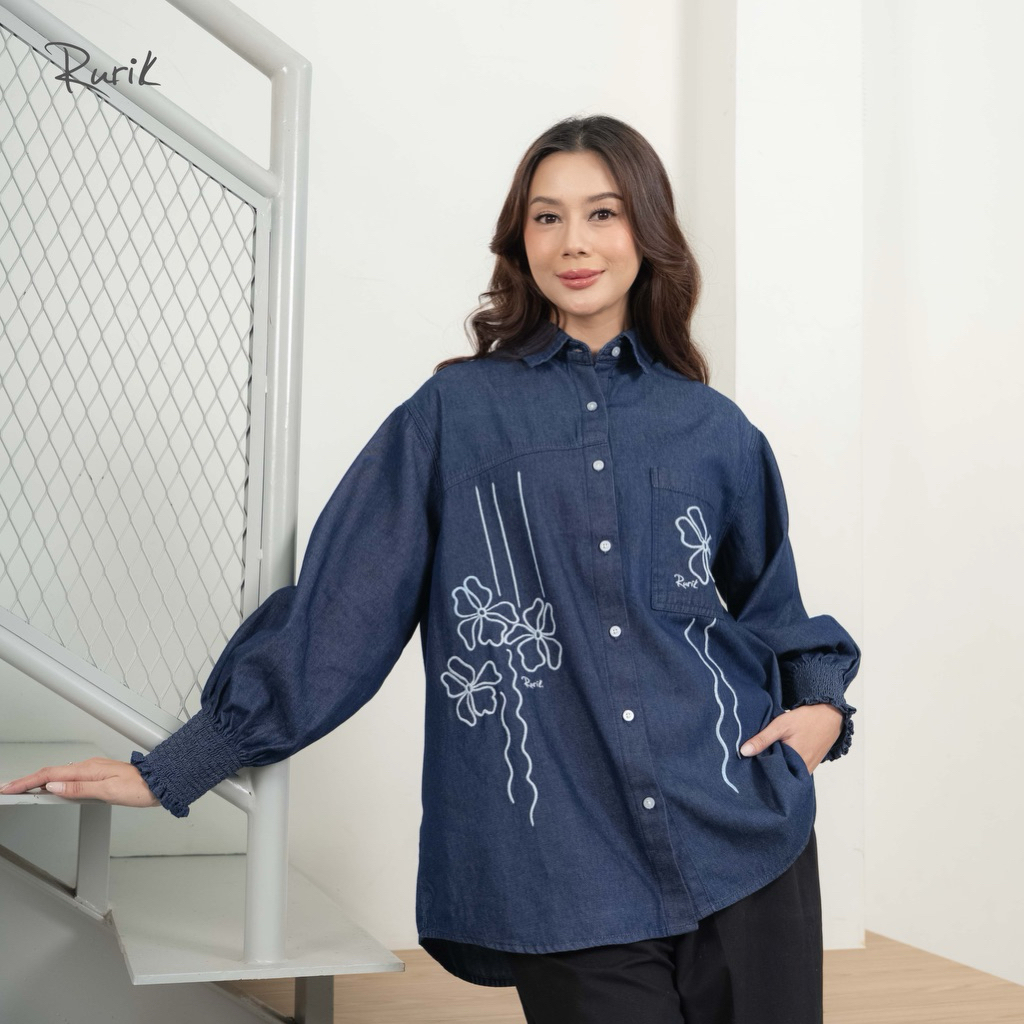 RURIK OFFICIAL - RAVENYA EMBROIDERY SHIRT - ATASAN WANITA - RURIK ORI