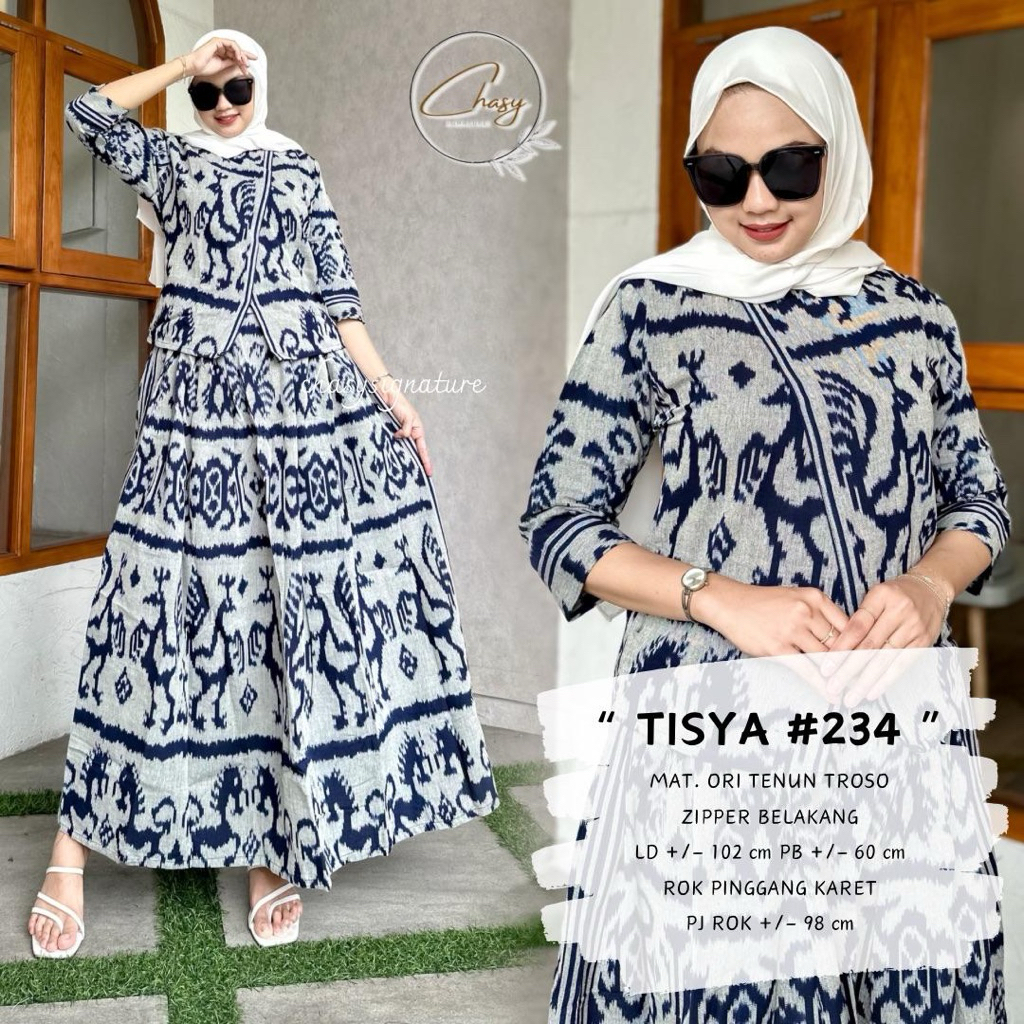 TISYA SET - SETELAN TENUN TROSO ONE SET ROK WANITA OOTD KONDANGAN KEKINIAN BATIK WANITA MODERN