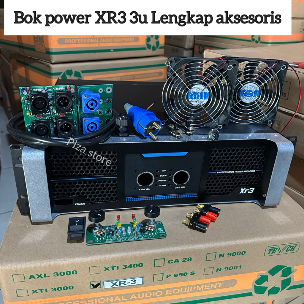 Bok power amplifier XR3 ukuran 3U komplit aksesoris bahan plat besi tebal model built up/Box power X