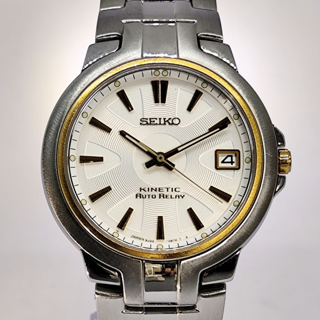 Jam Tangan Seiko Kinetic Auto Relay 5J22 0C30 Two Tone Vintage Second Original.