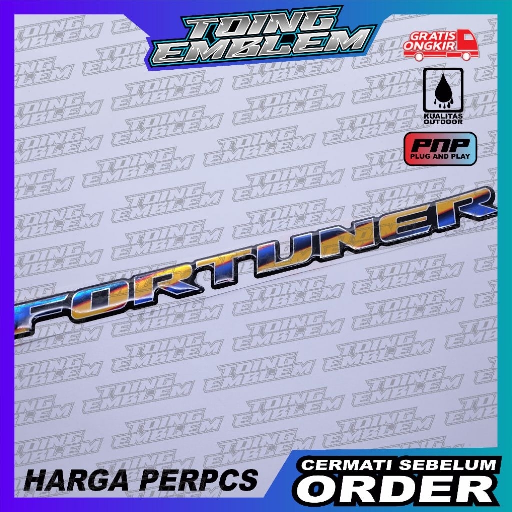 Emblem toyota fortuner / emblem timbul toyota fortuner / emblem titanium fortuner / stiker logo fort