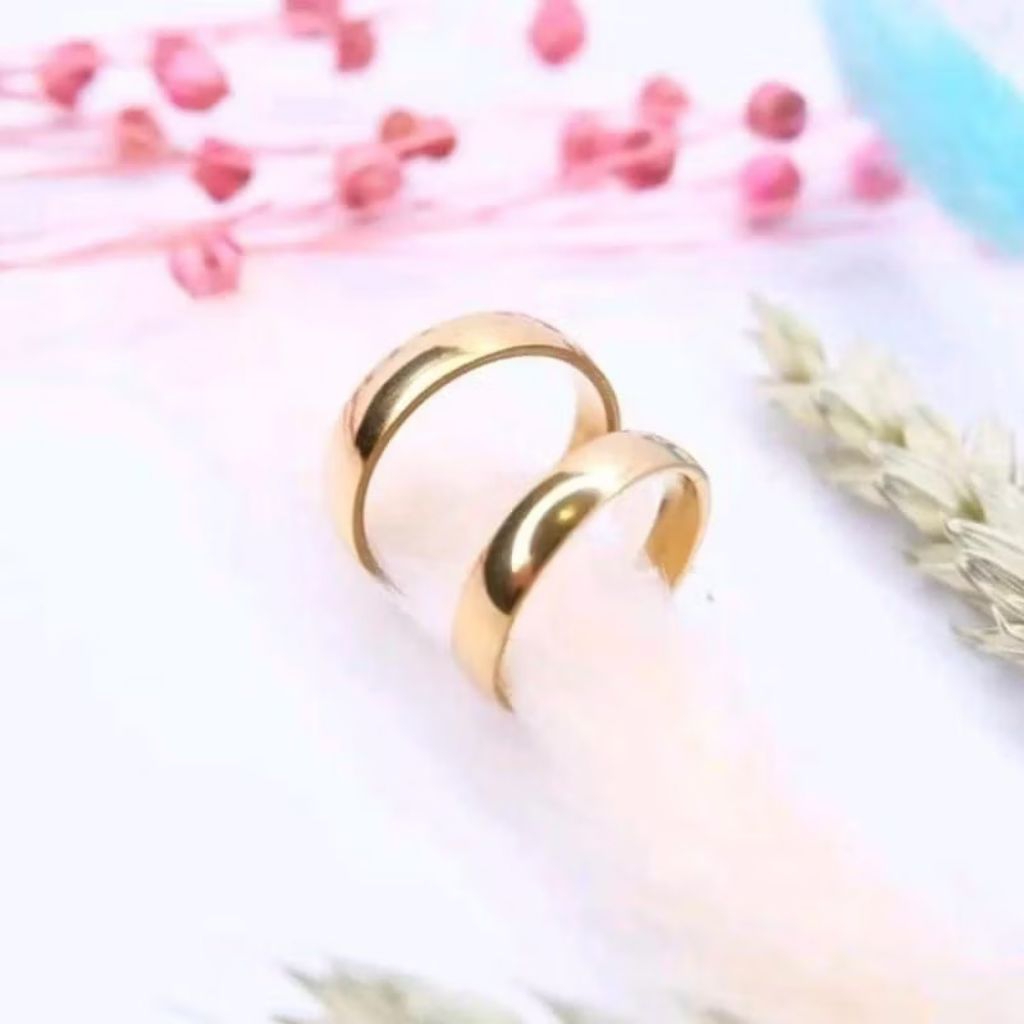 Cincin titanium/couple polos sedang warna kuning harga termurah