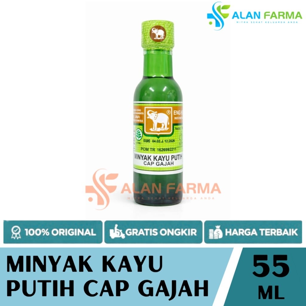 Minyak Kayu Putih Cap Gajah 55 mL Botol Kaca | Minyak Kayu Putih Gajah Botol Kaca