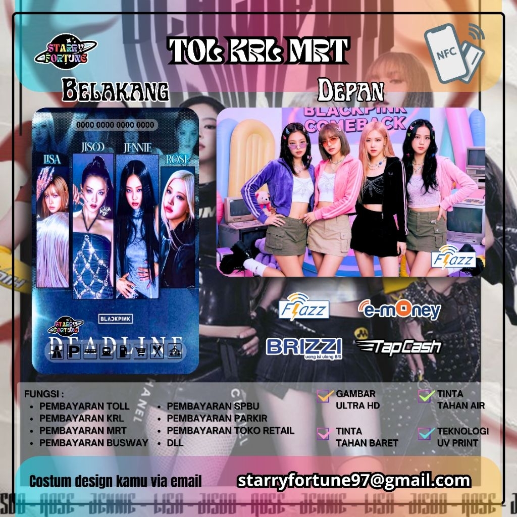 BLACKPINK JUMP KARTU Flazz/Brizzi/Tap-Cash/E-money SALDO NOL TAPCARD E-TOLL PARKIR