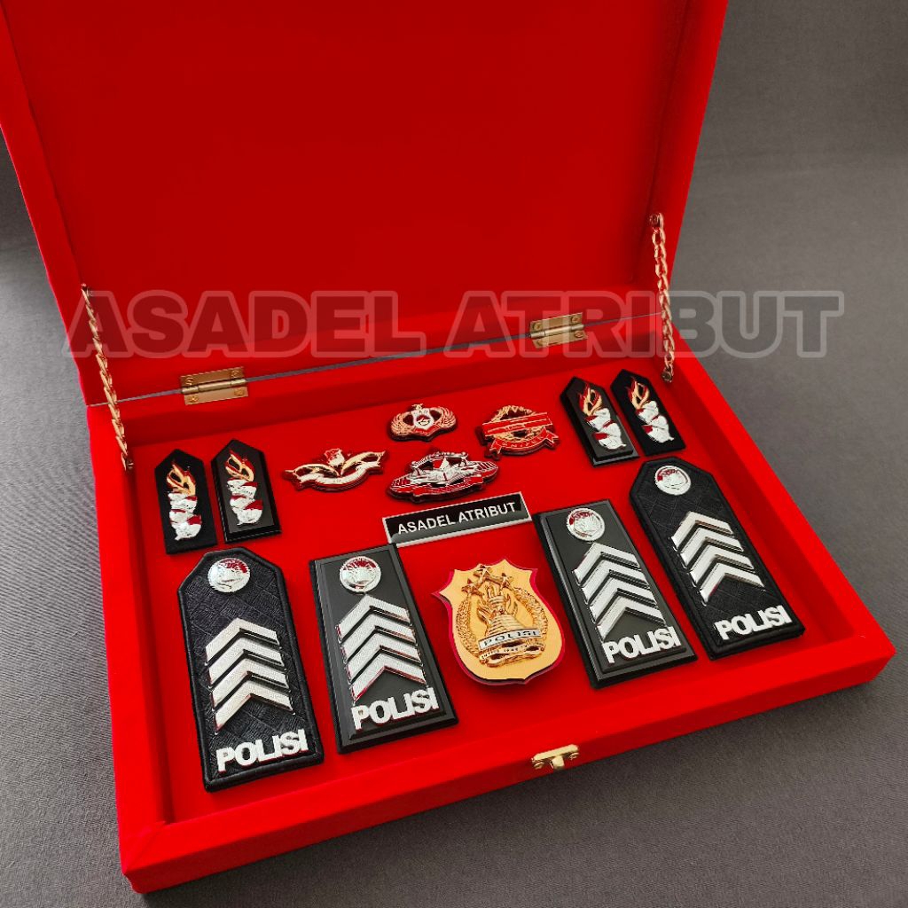 ‎SET BOX PANGKAT POLISI BRIPKA EKSKLUSIF PREMIUM / SOUVENIR BOX PANGKAT BRIPKA / PANGKAT PDH BRIPKA 