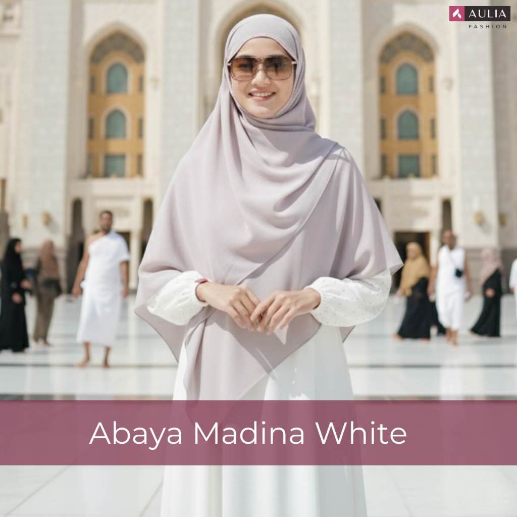 Aulia Fashion Gamis Putih Broken White Premium untuk Lebaran Haji dan Umroh