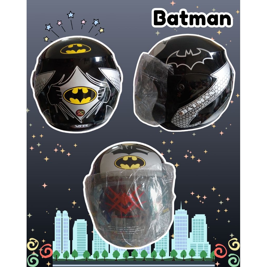 Helm anak SNI usia 7-12th karakter batman