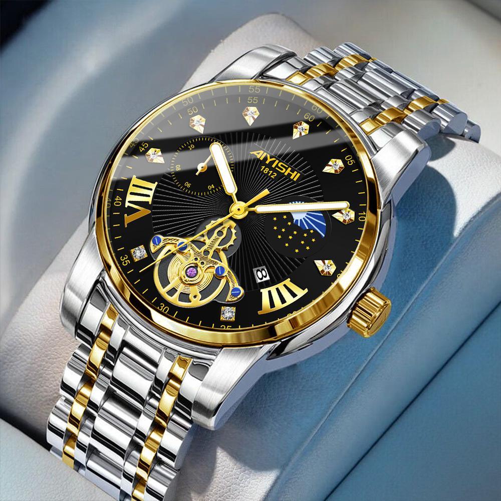 AIYISHI Wear resistant stainless steel waterproof luminous date display fully automatic movement men