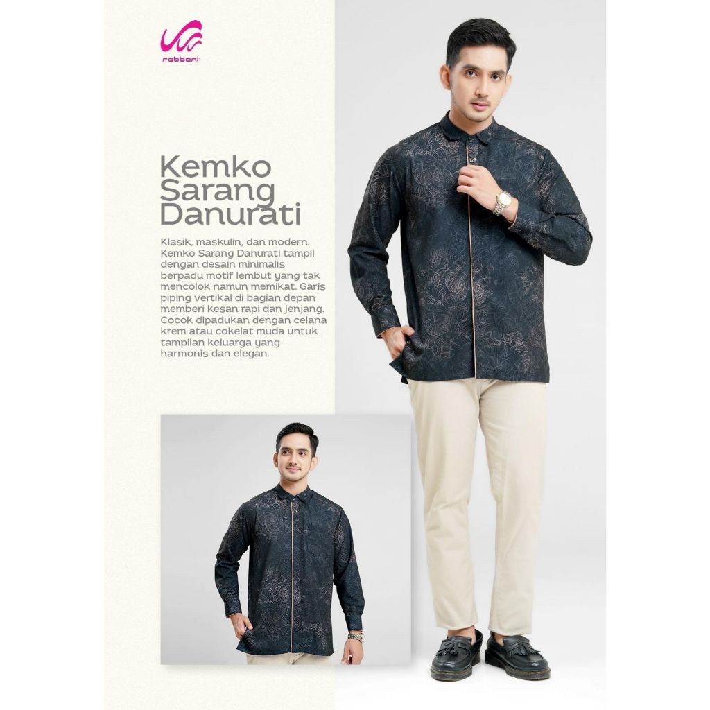 Rabbani - KemKo Sarang Danurati - Kemeja koko rabbani - motif semi batik - kemeja koko lengan panjan