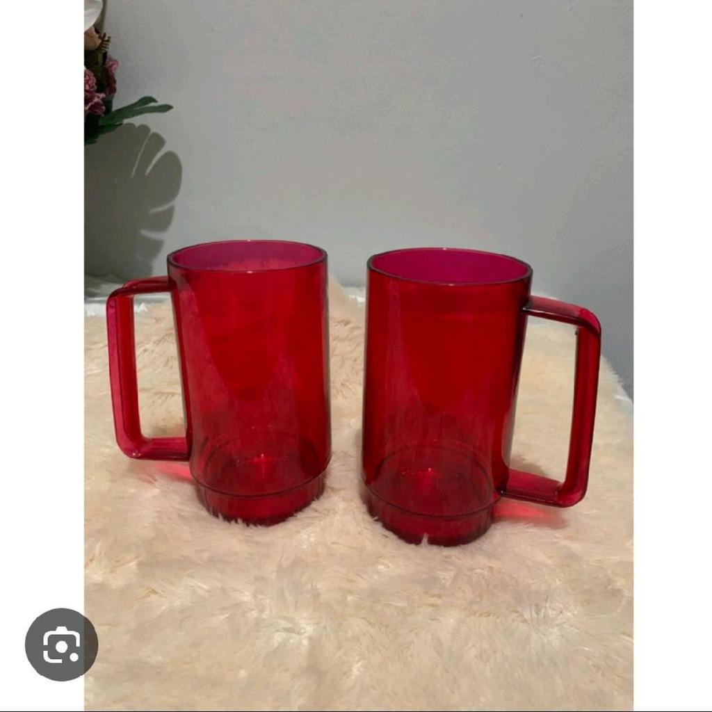Tupperware Mug Deluxe 525ml - Gelas Minum Merah dengan Pegangan Nyaman untuk Minuman Panas dan Dingi