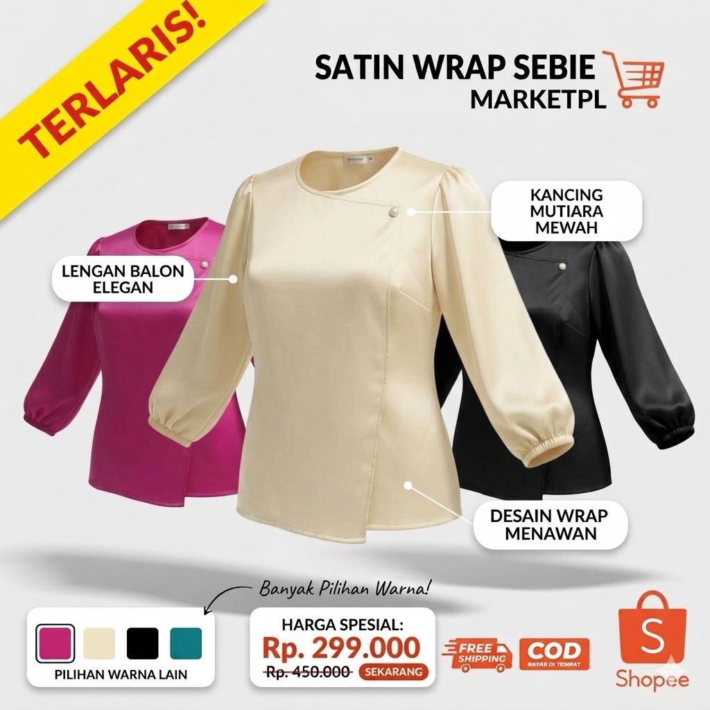 atasan wanita blus delina satin silk premium - nyaman adem