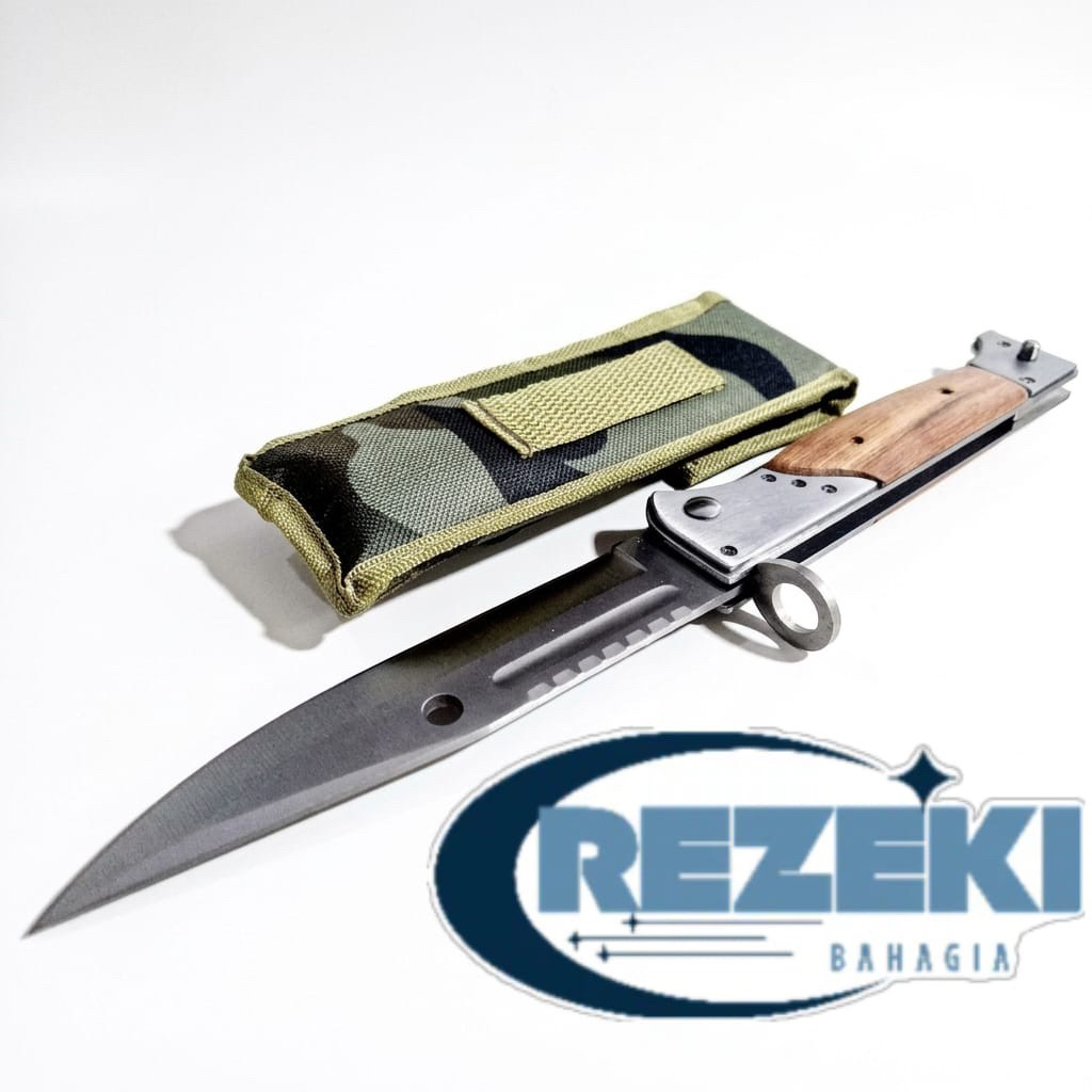 Pisau Survival Lipat Baja Outdoor Besar 14 Inch Automatic Knife