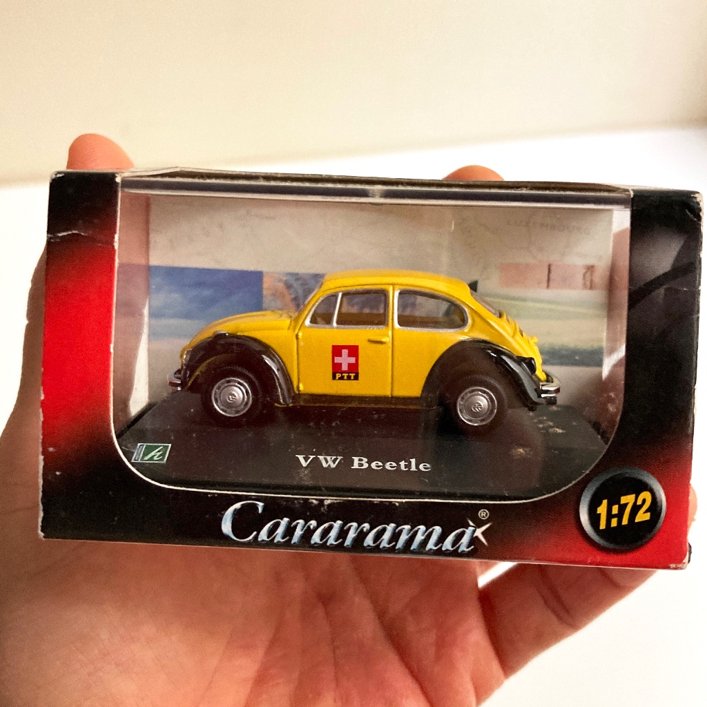 Cararama VW Beetle vintage diecast The Swiss PTT yellow